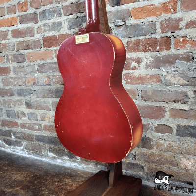 Chord Parlor Acoustic Guitar w/ Goldfoil Pickup & Rubber Bridge (1960s, Cherryburst) image 23