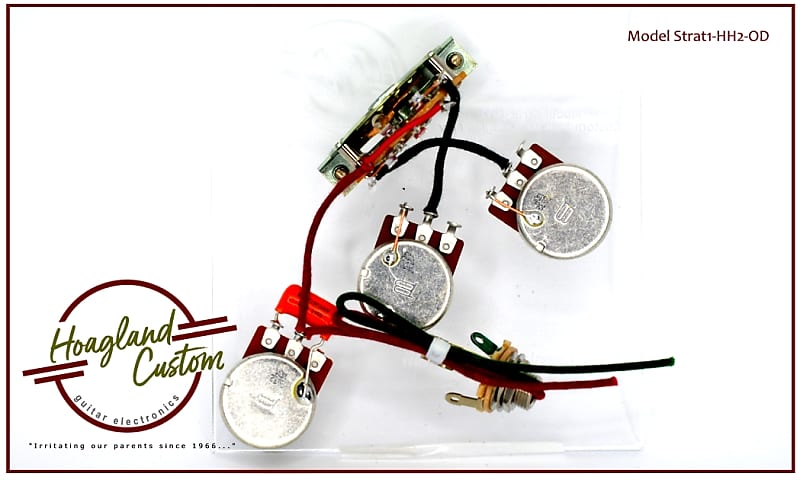 Hoagland Custom Handcrafted HH Style Stratocaster Wiring - 2 Volumes, 1 Tone - Orange Drop Cap image 1