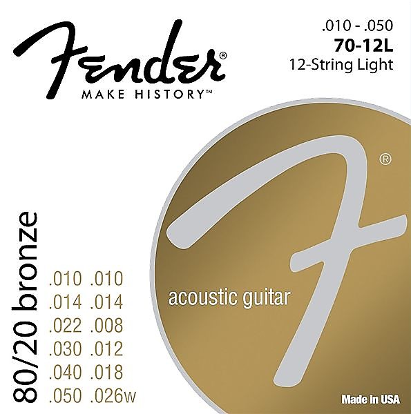 Fender 80/20 Bronze Acoustic Strings, Ball End, 70-12L .010-.050 Gauges, (12) 2016 image 1