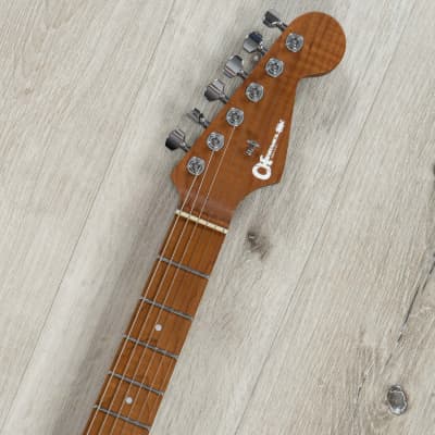 Charvel USA Select DK24 HH 2PT CM Guitar, Caramelized Flame Maple, Satin White image 8