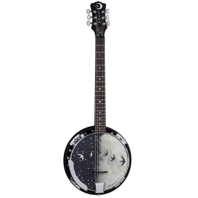 Luna Moonbird 6-String Acoustic Banjo with Single Humbucker Pickup, 21 Frets, C Shape Neck, Rosewood Fingerboard, Black Satin image 1