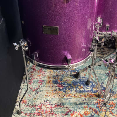 Frank Ferrer's Guns N Roses, Pork Pie, 2016 Drum Set, 24",16",14",13",12" Purple Sparkle. Signed! Authenticated! image 8