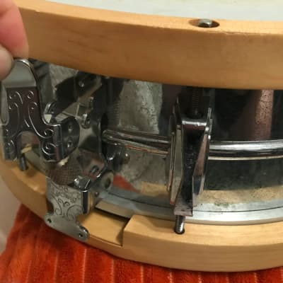1971 Ludwig No. 400 Supraphonic 5x14" 10-Lug Aluminum Snare Drum with Pointed Blue/Olive Badge 1969 - 1979 - Chrome-Plated OBO image 11