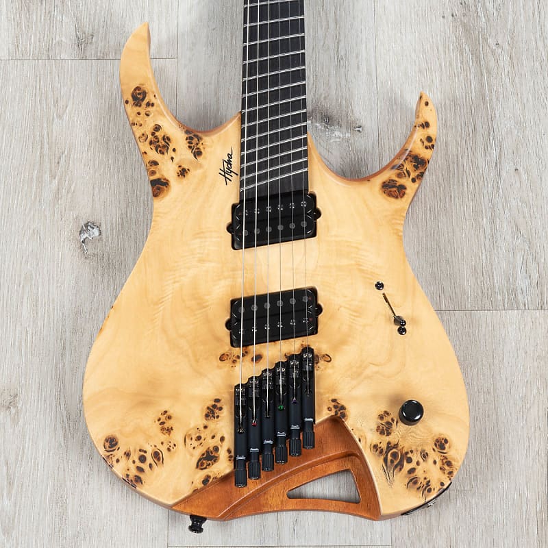 Mayones Hydra Elite VF 6 BKP Multi-Scale Headless Guitar, 3A Eye Poplar Top image 1