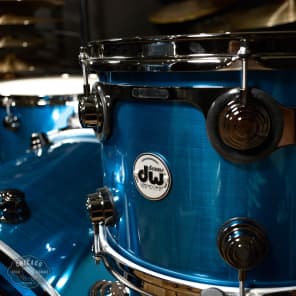 DW Collector's Series 13/16/22 3pc. Maple Drum Kit Blue Anodized Stainless Steel Lacquer w/Black Nickel Hdw image 2
