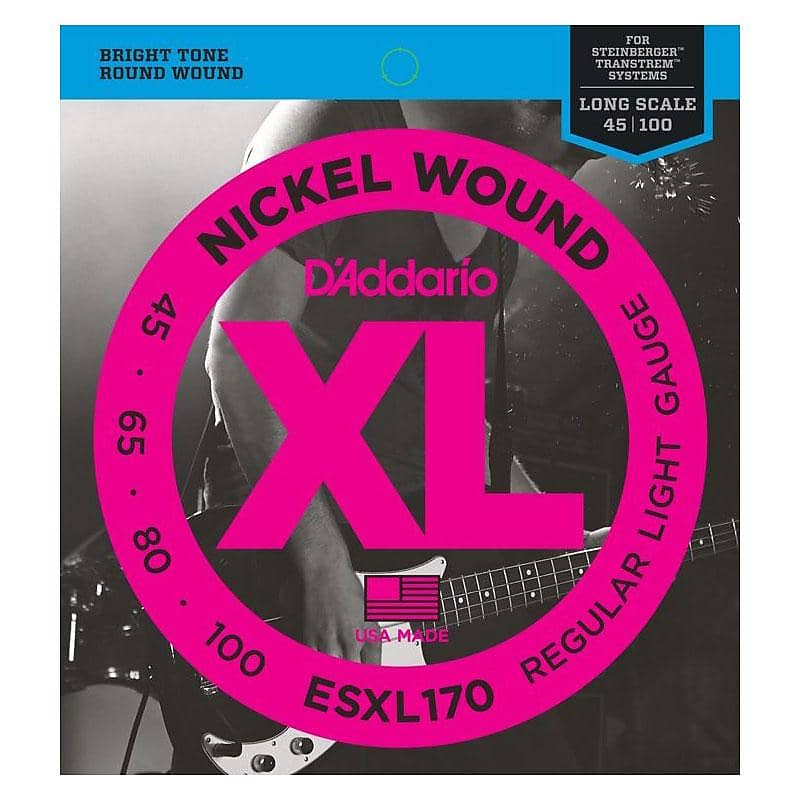 D'Addario ESXL170 Nickel Wound Bass (45-100 Light) Double Ball End, Long Scale image 1