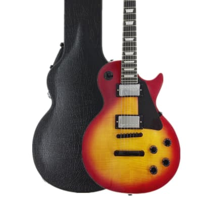 Haze HSG9TCS Solid Body Flame Maple Cherry Top Electric Guitar, Sunburst w/Accessories - With black case for sale