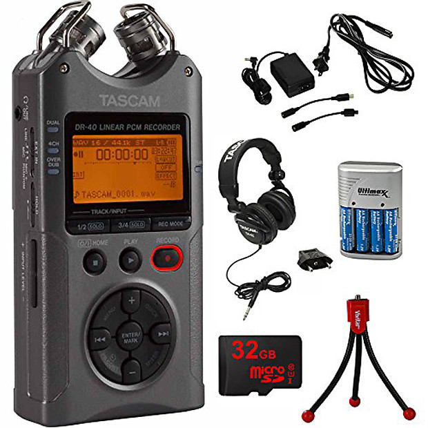 Tascam DR-40 Portable Digital Recorder Luminous Gray with 32GB