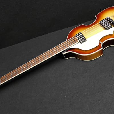 Hofner HCT-500/1L-SB Left Handed Custom Conversion Contemporary Beatle Bass Tea Cups, LaBella Flats & Cream Switches. image 3