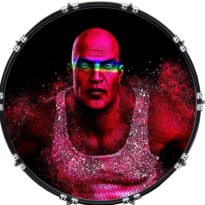 Custom Graphical 22" Kick Bass Drum Head Skin Rainbow Eyes Reverb