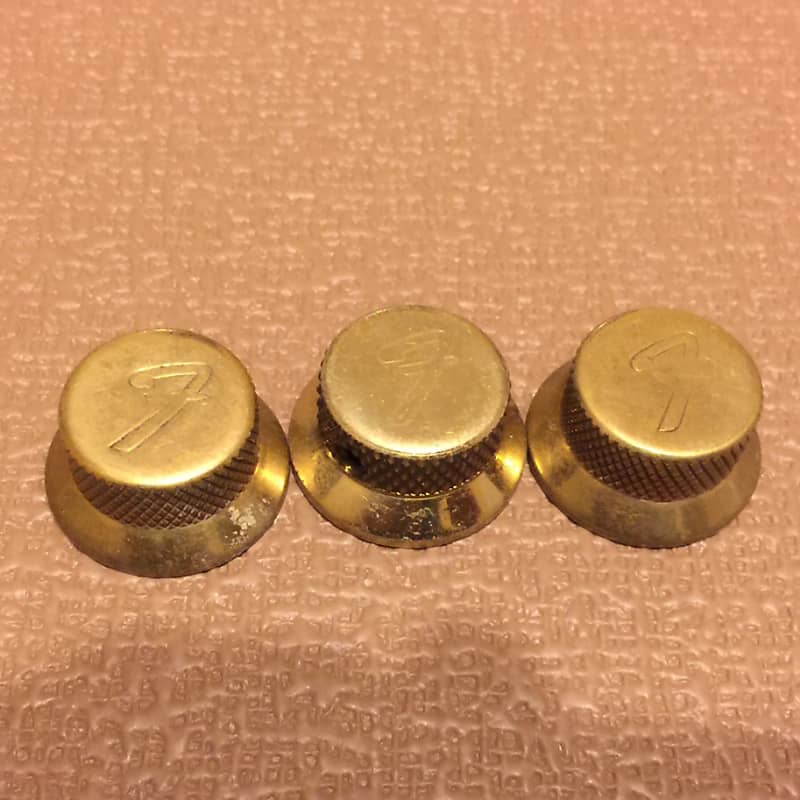 Fender Stratocaster 1981 "The Strat" Brass Knob set of 3 Reverb