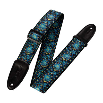 Levy's 2" Wide Jacquard Guitar Strap - Blue/Yellow Floral