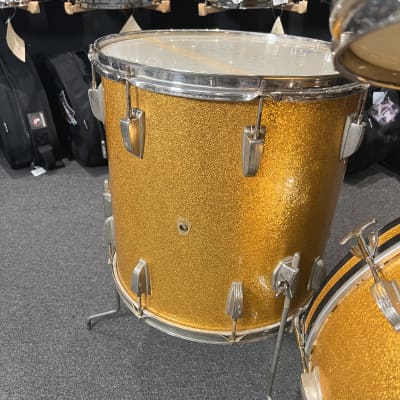 Vintage 60's Ludwig Hollywood Outfit 12/12/16/22" Drum Set Kit with matching 14" Jazz Fest Snare in Sparkling Gold Pearl image 10