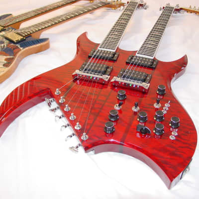 B.C. Rich Custom Shop Handmade Bich Doubleneck Guitar Trans Red image 5