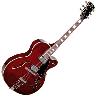 Teton F1433FMWR  Hollow Body Electric Guitar & Hard Case Flame Maple Wine Red image 3