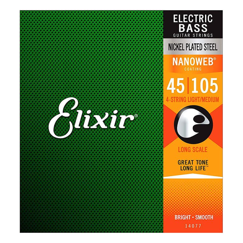 Elixir 14077 Nanoweb Electric Bass Guitar Strings 45-105 Light/Medium Long Scale image 1