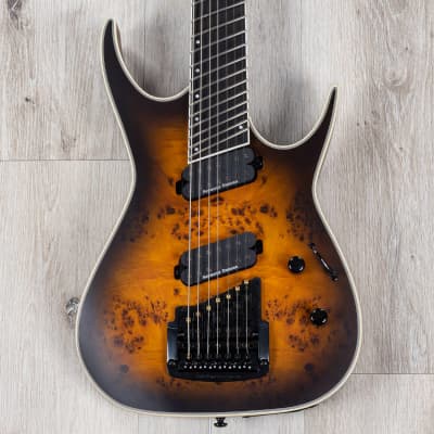 Dean Exile Select 7-String Multiscale Kahler Guitar, Satin Natural Black Burst image 2