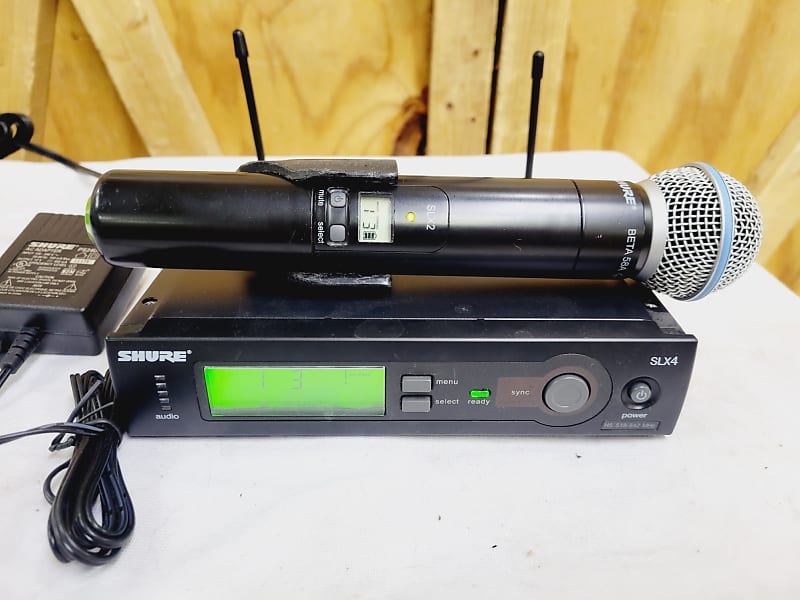 Shure SLX2 Beta 58A Wireless Microphones & SLX4 Receiver H5 Band 518-542  MHz #1