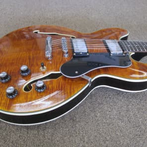 Blue Frog Made in the USA  335 Style Flametop 2014 Vintage Amber image 5
