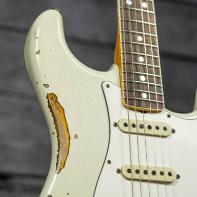 Fender Custom Shop W21 Ltd '67 Heavy Relic Stratocaster - Aged Olympic White over 3-Tone Sunburst image 4