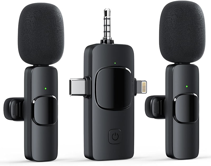 3 in 1 Wireless Lavalier Microphone for iPhone Android Camera Reverb