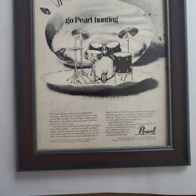1973 Pearl Drums Promotional Ad Framed Pearl Drum Set Original for sale