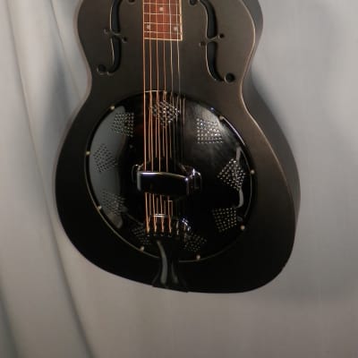 Regal Resonator Acoustic Guitar Matte Black Metal Body used image 6