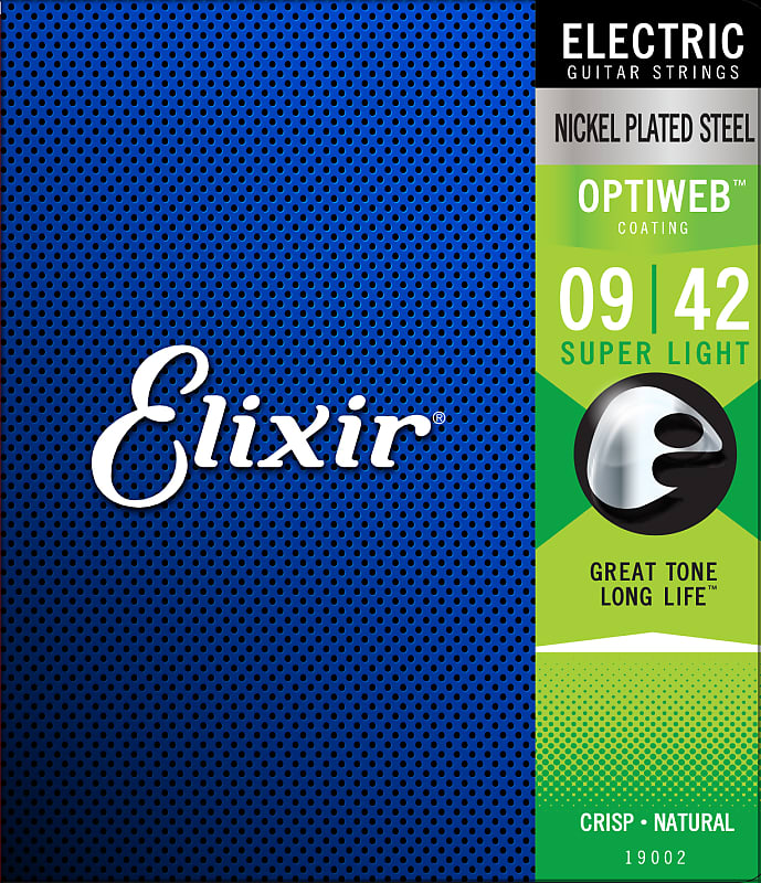 Elixir 19002 Optiweb Nickel Plated Steel Electric Guitar Strings gauges 9-42 image 1