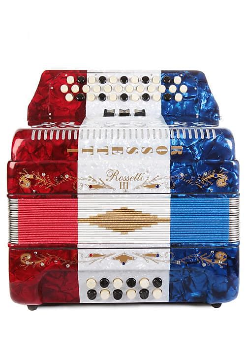 Rossetti 34 Button Accordion 12 Bass 3 Switches FBE USA Flag image 1