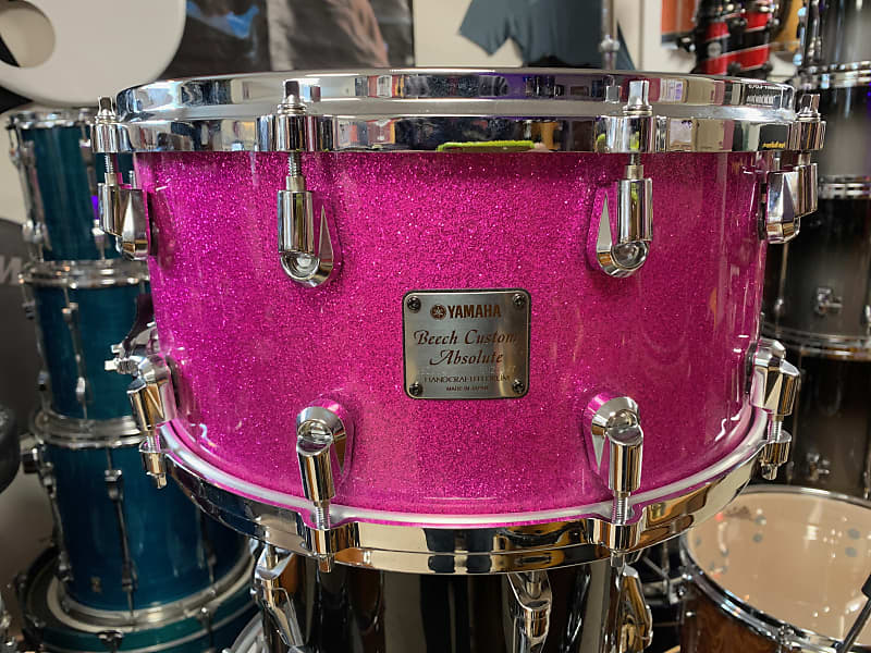 Yamaha Beech Custom Absolute Snare Drum - 14x6.5 - Pink Sparkle - (RARE!  Used)