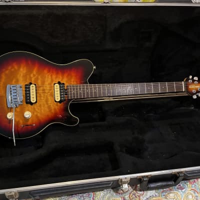 Ernie Ball Music Man Axis Super Sport with Tremolo Roasted Amber Flame Electric Guitar w Case image 1