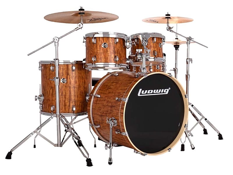 Ludwig Element Evolution Cherry 5 Piece Complete Drum Kit w/ Zildjian Cymbals image 1