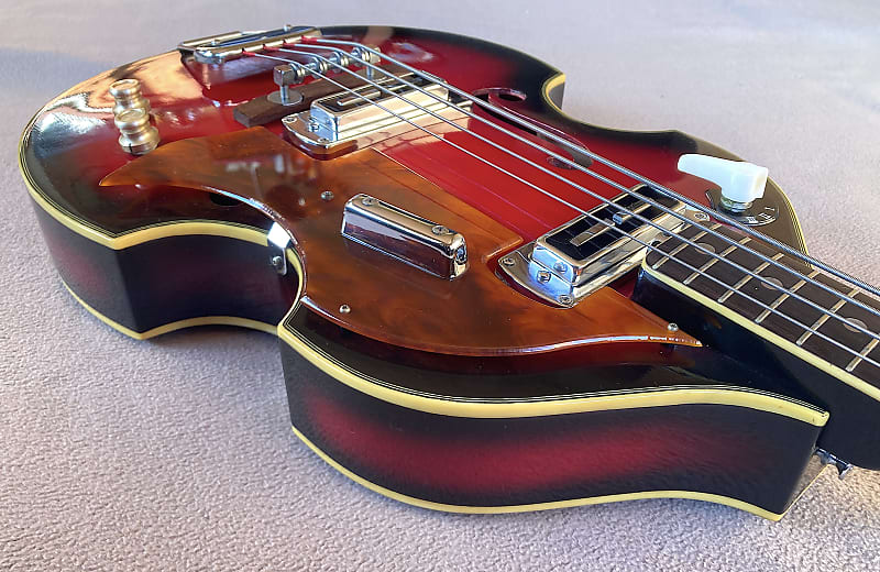 TEISCO FB-2 VINTAGE c.1968 MIJ SCROLL HEADSTOCK VIOLIN BASS w/VINTAGE HARD  CASE