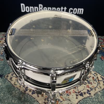 Ludwig 14x5" Vistalite, Blue and Olive Badge, Snare Drum 1970s - Black / White 2 Band Swirl image 18