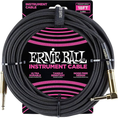 Ernie Ball 1/4" TS Straight to Right-Angle Braided Instrument Cable - 18'