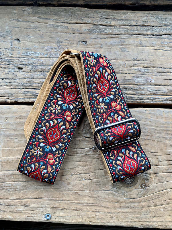Jaykco Strap Toasty Red and Brown Flower Woven | Reverb