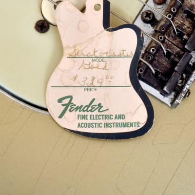 1963 Fender Stratocaster Vintage Pre-CBS Electric Guitar Shoreline Gold w/ Blonde Case, Hangtag image 24