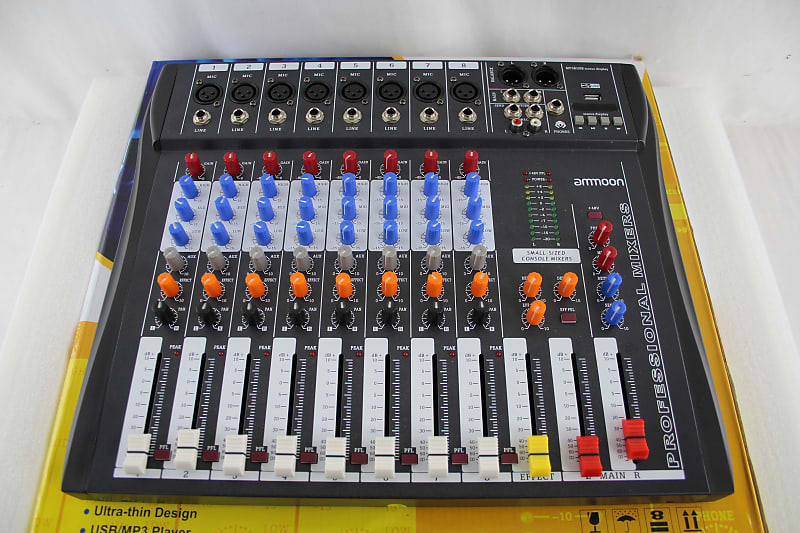 Ammoon 80S-USB 8-Channel Digtal Mic Line Audio Mixer Console for