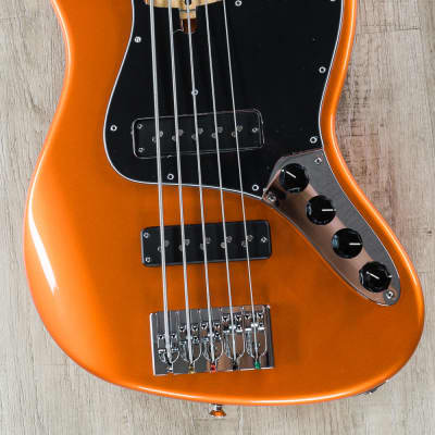 Mike Lull Custom Guitars M5V 5-String Bass Birdseye Maple Fingerboard Orange image 8