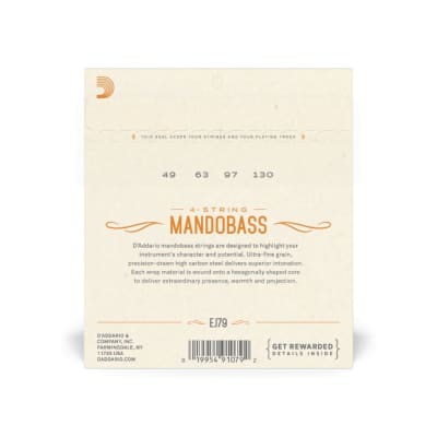 D'Addario Stainless Steel Copper Wound Mandobass Strings; 49-130 image 2