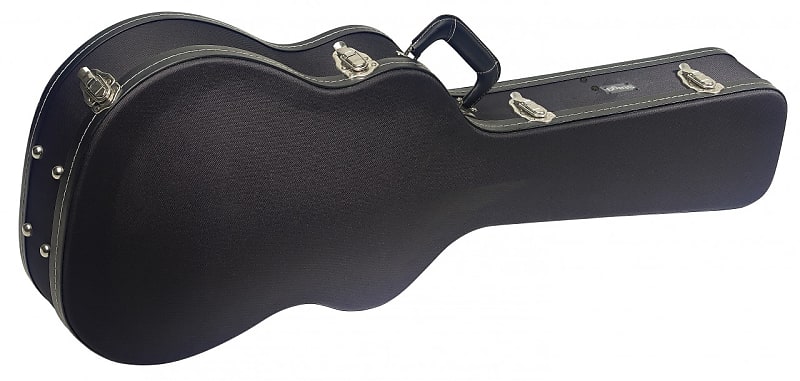 Stagg Vintage-style series black tweed deluxe hardshell case for western / dreadnought guitar image 1