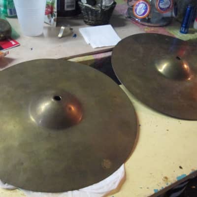 Flying Saucer  Hi-Hat cymbals (Pair) 12" apprx 700 gram each ruff brass finish image 1