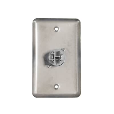OSP D-1-1PCB Stainless Steel Duplex Wall Plate with 1 Powercon B Grey Connector image 2