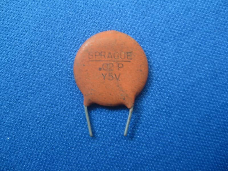 Sprague .02 uF .02P Y5V dime disc capacitor from the 1960s. new