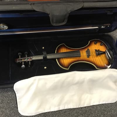 Fender FV3 Deluxe Electric Violin Flamed sunburst in mint condition with hygrometer hard case and ac for sale