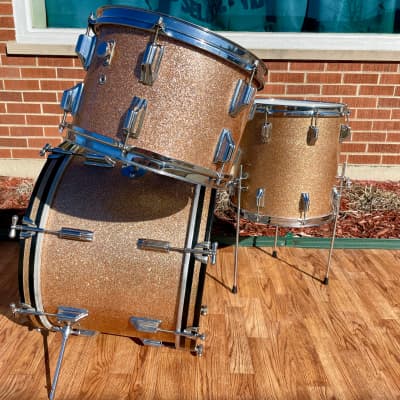 1960s Rogers Holiday Drum Set Pink Champagne Pearl Sparkle 20/12/14 image 7