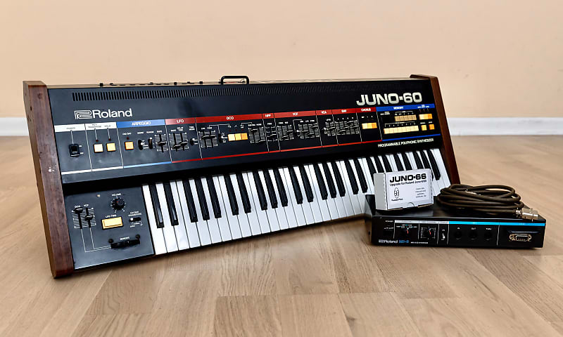 1980s Roland Juno-60 Vintage Analog Synthesizer Keyboard w/ MD-8 MIDI Interface, Juno-66 Upgrade Kit image 1