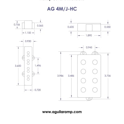 Aguilar AG 4JM-HC 4-String Music Man Style/Jazz Bass Pickup Set (4M/J-HC) image 3