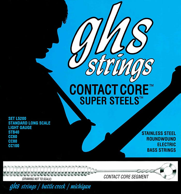 GHS Contact Core Super Steels Bass Guitar Strings 40100 Reverb