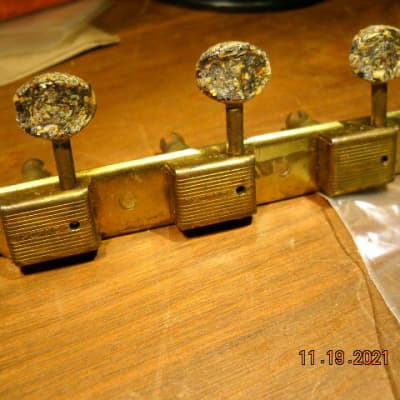 Kluson 3 On a Side Split Post Tuners with Hardware 1950's Gold image 2